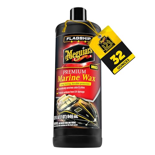 Meguiars Flagship Premium Marine Wax, M6332, Easy-to-Use Boat Polish and Wax that Removes Swirls, Scratches, and Oxidation While Adding Long-Lasting Protection, Gifts for Car Lovers, 32 Oz
