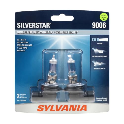 SYLVANIA - 9006ST.BP2 - 9006 SilverStar - High Performance Halogen Headlight Bulb, High Beam, Low Beam and Fog Replacement Bulb, Brighter Downroad with Whiter Light (Contains 2 Bulbs)