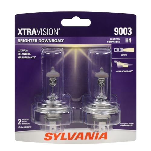 SYLVANIA - 9003 XtraVision - High Performance Halogen Headlight Low Beam and Fog Replacement Bulb (Contains 2 Bulbs)