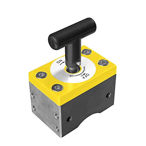 Magswitch MagSquare Magnetic Welding Square Base Clamp Holder for Welding Kit, Tools, Supplies and Accessories, Magnet Switch with On/Off Capabilities, yellow/Silver/Black, 1050 LBS