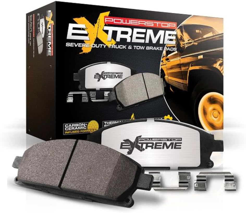 Power Stop Front Truck and Tow Ceramic Brake Pads For 2007-2009 Chrysler Aspen, 2005-2010 Dodge Dakota, 2007-2009 Durango, 2006-2010 Ram 1500, 2018 Jeep Wrangler, 2006-2009 Mitsubishi Raider