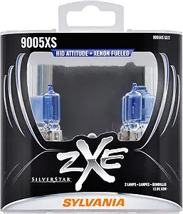 SYLVANIA - 9005XS (HB3A) SilverStar zXe High Performance Halogen Headlight Bulb - Bright White Light Output, HID Attitude, Xenon Fueled Technology (Contains 2 Bulbs)