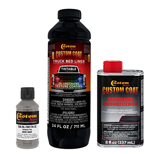 Custom Coat Dove Gray 1 Quart Urethane Spray-On Truck Bed Liner Kit - Easy Mixing, Just Shake, Shoot