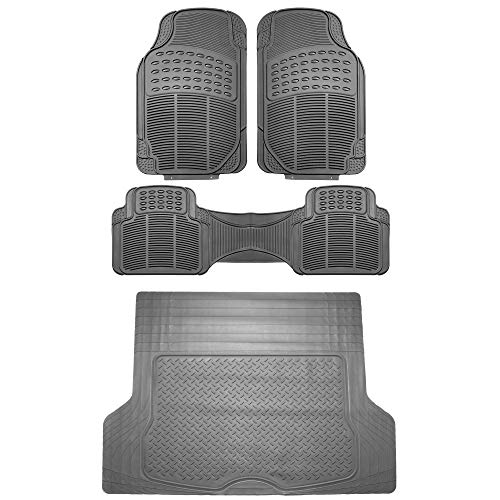 FH Group ClimaproofTM Trimmable Non-Slip Vinyl Floor Mats Full Set - Universal Fit for Cars Trucks and SUVs (Gray) F11306 + F16400