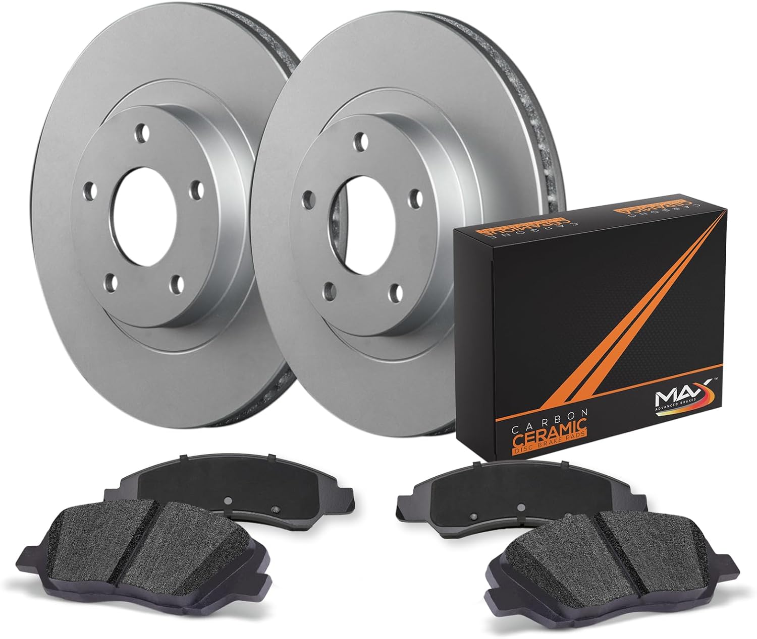 Max Advanced Brakes Rear Brake Kit Compatible With 1995-2003 2004 2005 Ford Taurus Compatible With Lincoln Continental Replacement Geomet Coated OE Disc Brake Rotors and Ceramic Brake Pads