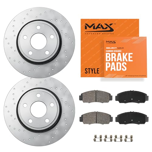 Max Advanced Brakes Rear Brake Kit Compatible With 2006-2012 Ford Fusion Compatible With Mazda 6 Replacement Cross Drilled Disc Brake Rotors and Ceramic Brake Pads