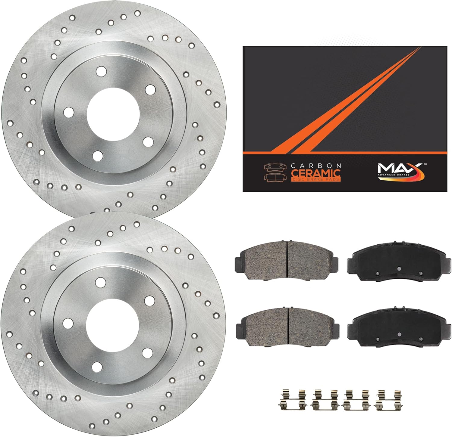 Max Advanced Brakes Rear Brake Kit Compatible With 1995-1998 Honda Odyssey Compatible With Acura Legend RL Replacement Cross Drilled Disc Brake Rotors and Ceramic Brake Pads