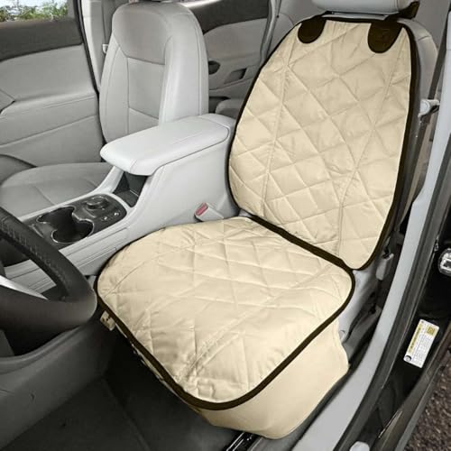 4Knines Car Seat Covers for Dogs  Durable Captains Seat & Front Seat Protector for Dogs, Waterproof, Non-Slip Car Seat Cover for Pets, Easy Install, Protects Vehicle from Dirt, Fur, Scratches (Tan)