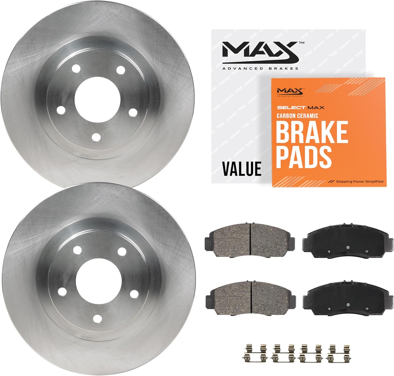 Max Advanced Brakes Front Brake Kit Compatible With 2006 2007 Buick Terraza Compatible With 2008 2009 Chevy Uplander Replacement Premium OE Disc Brake Rotors and Ceramic Brake Pads