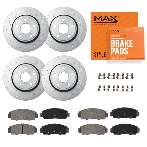 Max Advanced Brakes Front & Rear Brake Kit Compatible With 2006-2018 Dodge Ram 1500 Durango