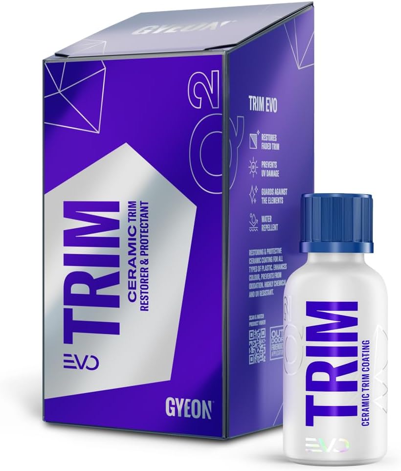 GYEON Trim Evo Ceramic Trim Restorer Applicator Kit Black Plastic & Trim Restorer Hydrophobic SiO2 Coating Enhances Color Saturation UV Protection Durable Satin Finish Restore Faded Auto Exterior Trim