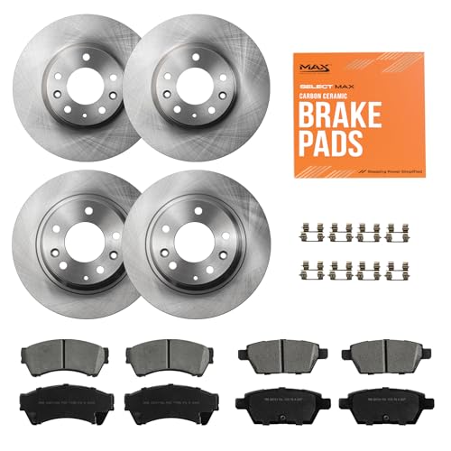 Max Advanced Brakes Front & Rear Brake Kit Compatible With 2006-2010 2011 2012 Ford Fusion Compatible With Mazda 6 Replacement Premium OE Disc Brake Rotors and Ceramic Brake Pads