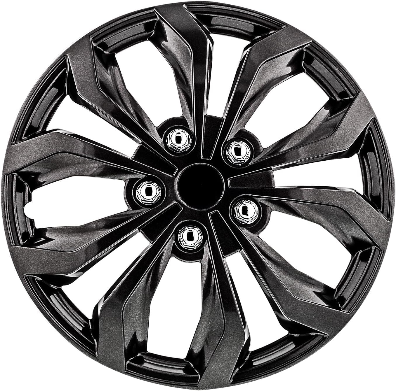 Pilot Automotive WH555-16GM-B 16 Inch Spyder Gunmetal Grey Universal Hubcap Wheel Covers For Cars - Set Of 4 - Fits Most Cars