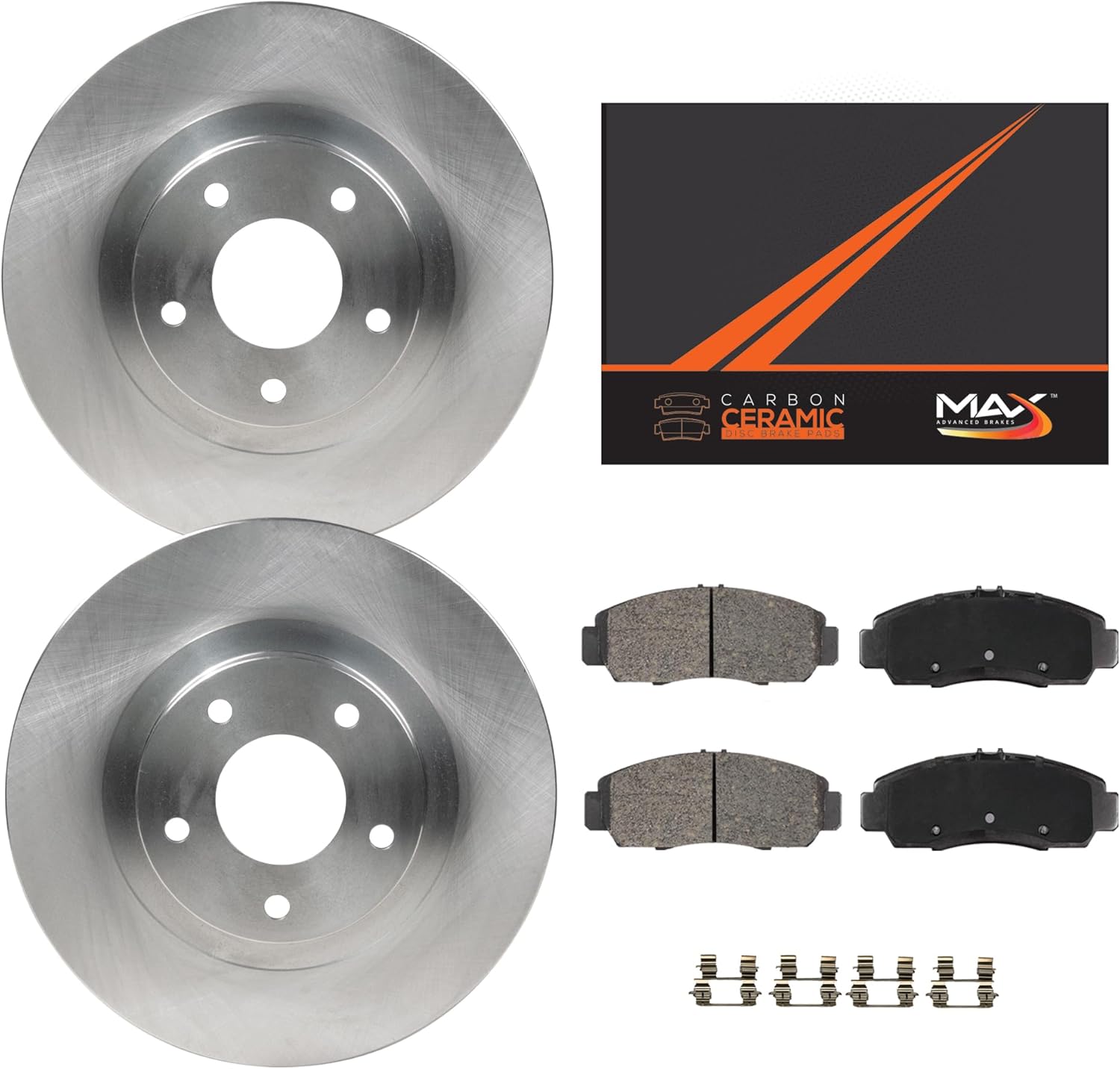 Max Advanced Brakes Front Brake Kit Compatible With 2011-2017 Dodge Durango / Jeep Grand Cherokee | Premium OE Disc Brake Rotors and Ceramic Brake Pads