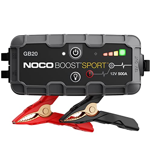 NOCO Boost GB20: 500A UltraSafe Jump Starter  12V Lithium Battery Booster Pack, Portable Jump Box, Power Bank & Jumper Cables - for 4.0L Gas Engines