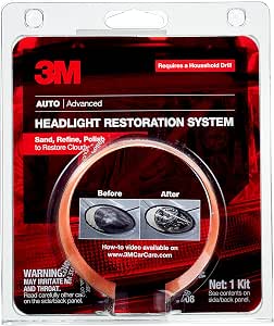 3M Headlight Lens Restoration System, 39008, 1 Kit, Red
