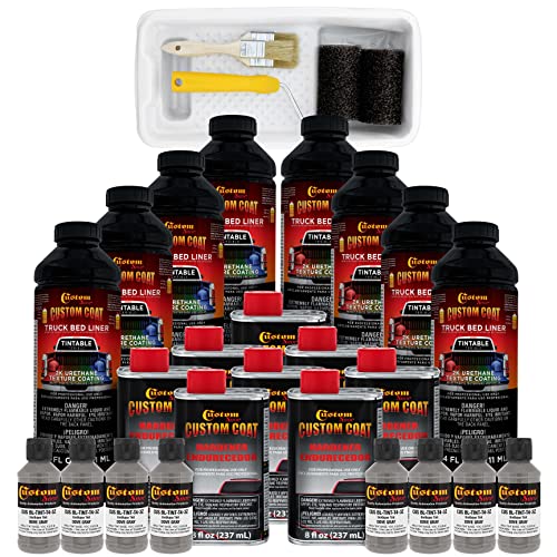 Custom Coat Dove Gray 2 Gallon Urethane Roll-On, Brush-On or Spray-On Truck Bed Liner Kit with Roller and Brush Applicator Kit - Easy Mixing - Durable Textured Car Auto Protective Coating