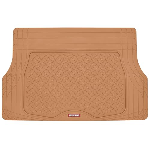 Motor Trend Heavy Duty Utility Cargo Liner Floor Mats for Car Truck SUV, Trimmable to Fit Trunk, All Weather Protection Beige