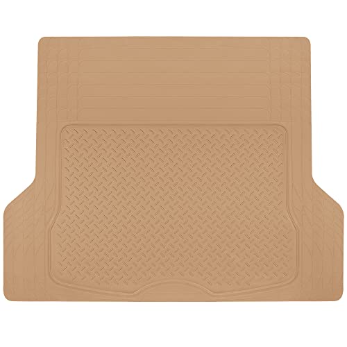 BDK Heavy Duty Rubber Cargo Mat Liner - All-Weather Trunk Protection, Trim-to-Fit Design for Cars, SUVs, Vans & Trucks - Non-Slip, Waterproof, Durable Cargo Floor Liner - 46" x 56.75" x 0.25" - Beige
