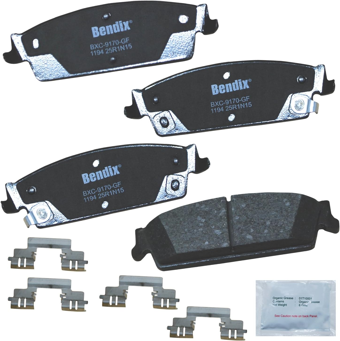 Bendix Priority1 CFC1194 Ceramic Rear Brake Pads for Select Models Cadillac Escalade ESV, EXT, Chevrolet Avalanche, Chevy Silverado,1500 Classic, Suburban, Tahoe, GMC Sierra, Yukon XL