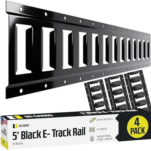 DC Cargo Mall E Track Tie Down Rail Kit 5' (4 Pack) for Garages, Vans, Trailers, Motorcycle Tie Downs, ATV Mountings-ETrack Bar RailsPowder-Coat Black-Secure Cargo & Heavy Loads Up to 2,000lbs