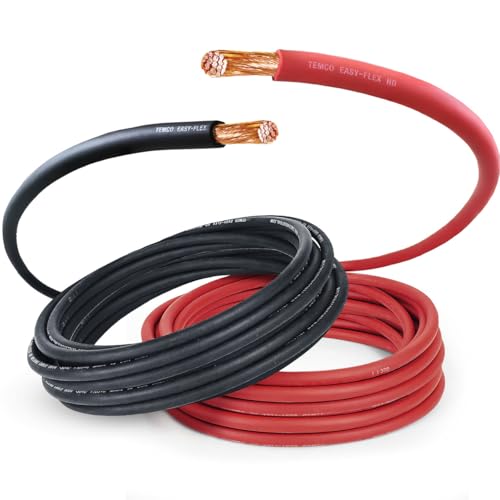 TEMCo 4/0 Gauge AWG 30 Ft Black + 30 Ft Red Flexible Pure Copper Made in USA Welding Cable Battery Wire - Heavy Duty Solar, Inverter, Car, RV, Truck