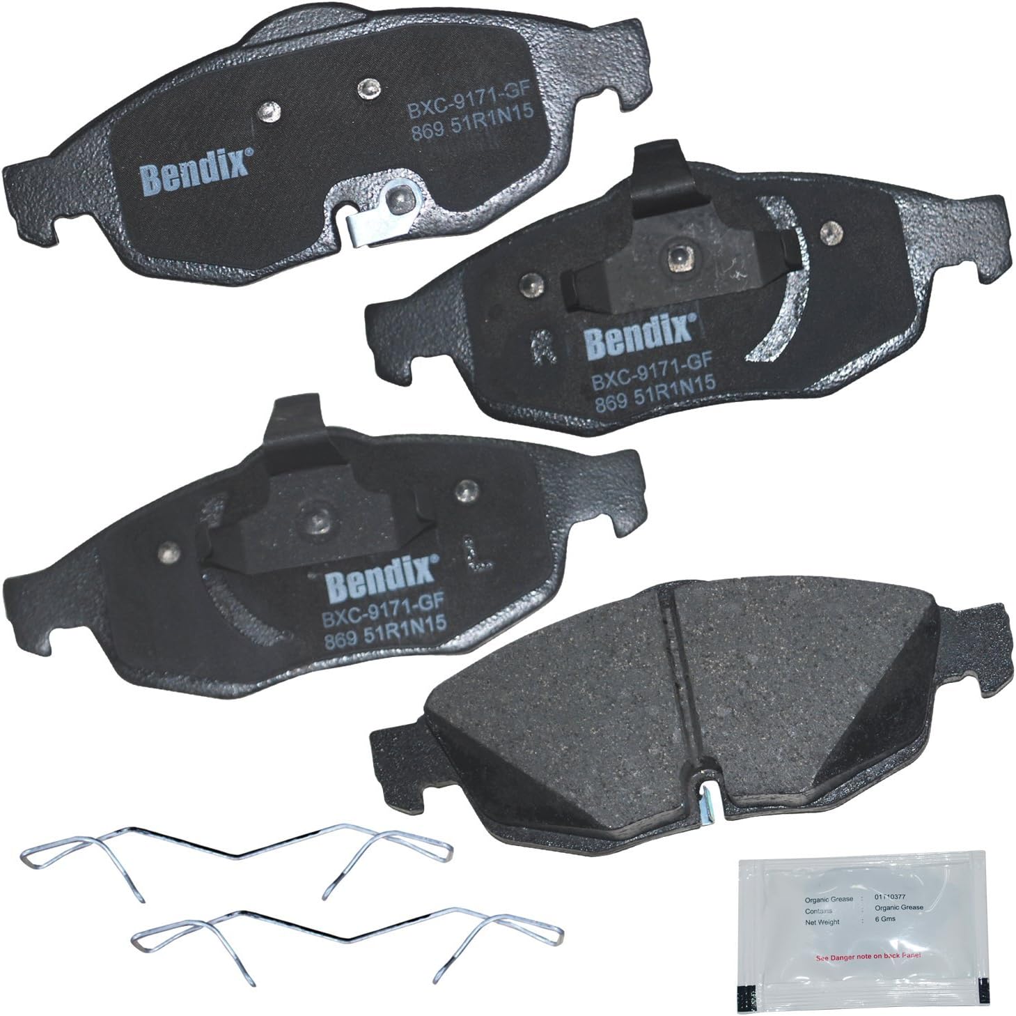 Bendix Priority1 CFC869 Ceramic Front Brake Pads for Chrysler Cirrus 2006-2001, Sebring 2006-2001, Dodge Stratus 2006-2001