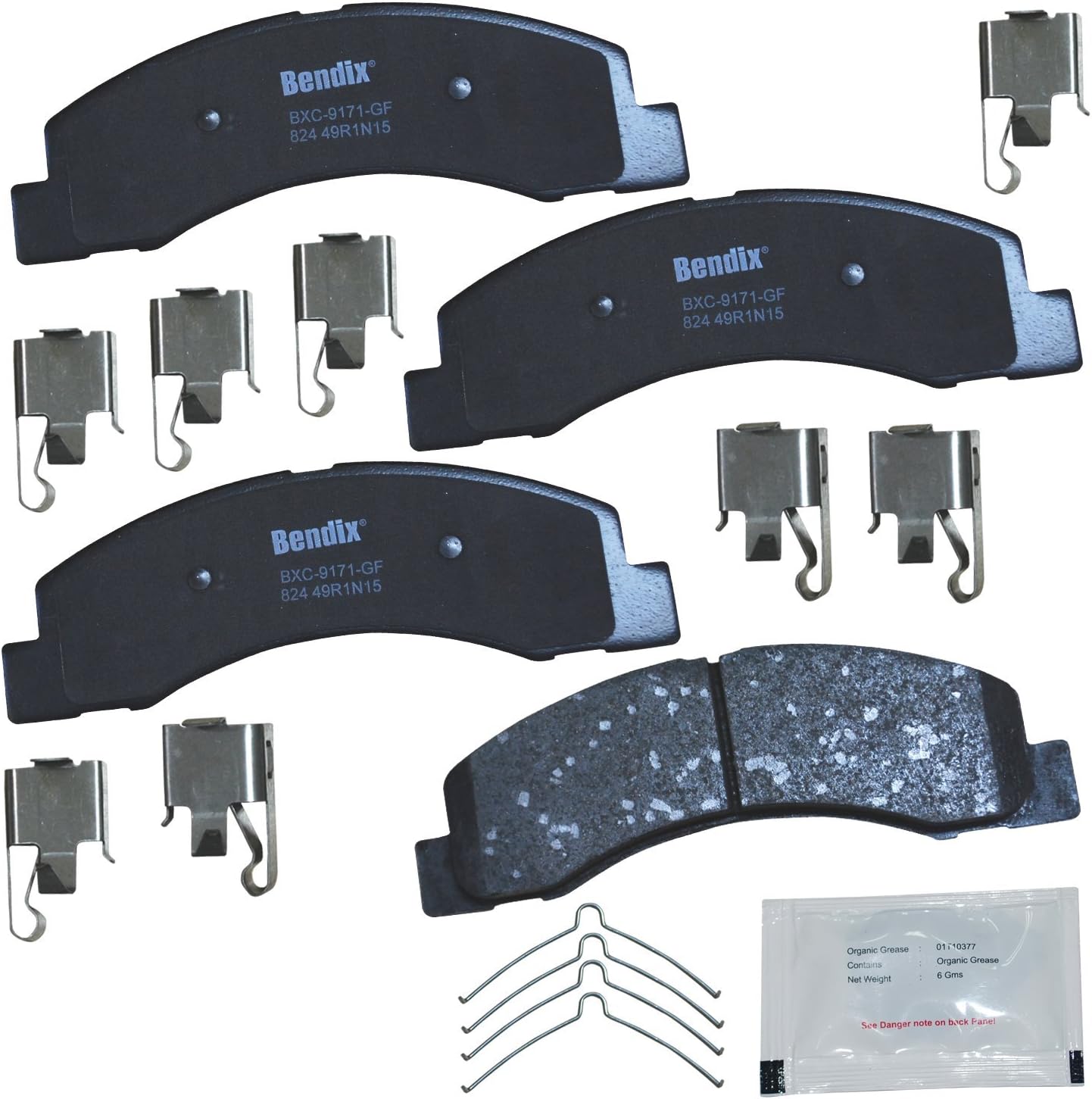 Bendix Priority1 CFC824 Ceramic Front Brake Pads for Ford Excursion 2005-2000, F-250 2008, F-250 Super Duty 2004-1999, F-350 2004-1999, F-350 Super Duty 2004-1999
