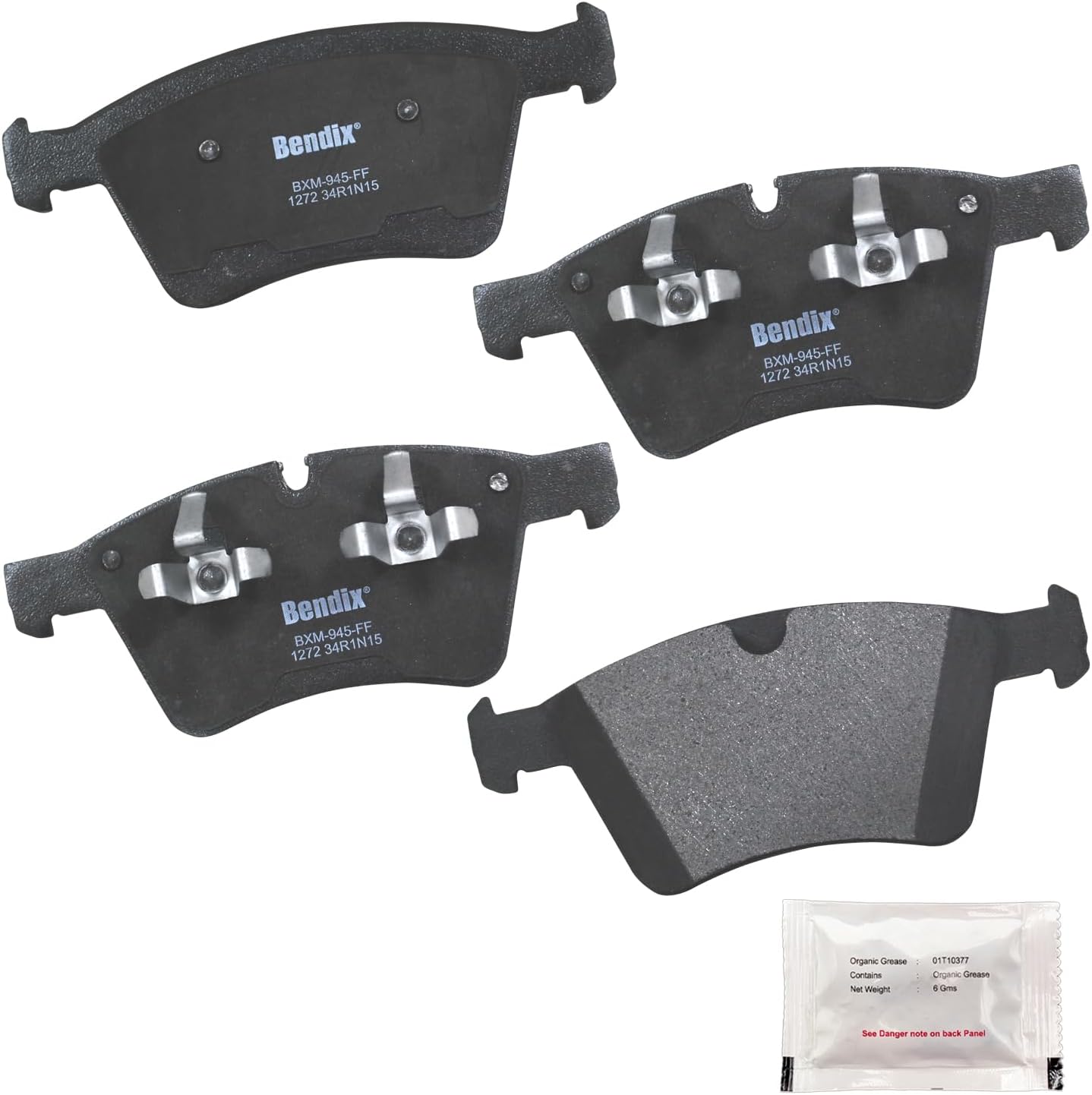 Bendix Priority1 CFM1272 Semi-Metallic Front Brake Pads for Mercedes-Benz GL320 2009-2007, GL350 2010