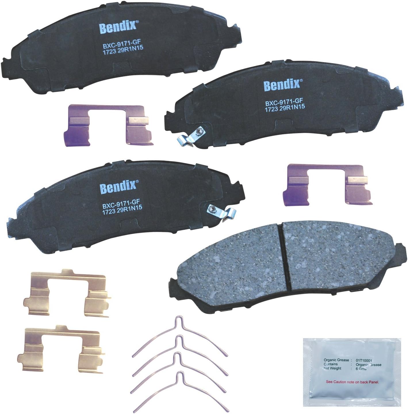 Bendix Priority1 CFC1723 Ceramic Front Brake Pads for Acura MDX 2020-2014, Honda Pilot 2022-2016, Ridgeline 2023-2017