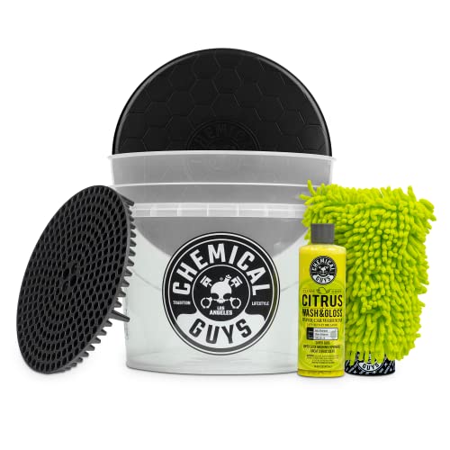 Chemical Guys Ultimate Scratch-Free Detailing Car Wash Bucket Kit with Accessories - Includes Dirt Trap, Wash Mitt, Bucket Lid, and 16 oz Car Soap - Safe for Cars, Trucks, SUVs, Motorcycles, RVs