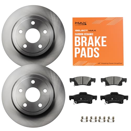 Max Advanced Brakes Rear Brake Kit Compatible With 2011-2021 Dodge Durango w/Soild Rear Rotor Replacement Premium OE Disc Brake Rotors and Ceramic Brake Pads