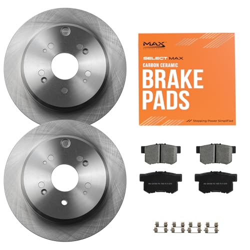Max Advanced Brakes Rear Brake Kit Compatible With 2005-2010 2011 2012 2013 Honda CR-V Compatible With Acura RDX FWD Replacement Premium OE Disc Brake Rotors and Ceramic Brake Pads