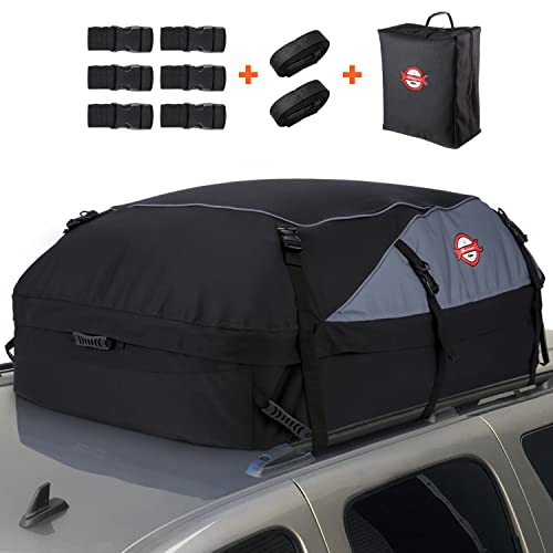 Sailnovo Car Rooftop Cargo Carrier Roof Bag, 20 Cubic feet Waterproof Roof Cargo Carrier fit car Without Luggage Rack - Vehicle Soft Shell Roof Cargo Box with Tie-Down Strap