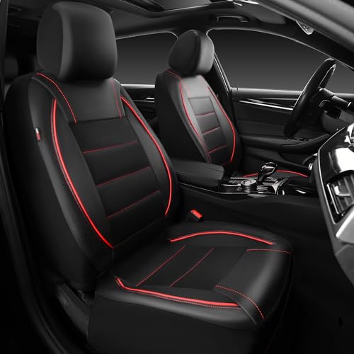 CAR PASS Universal FIT Piping Leather (Black red)