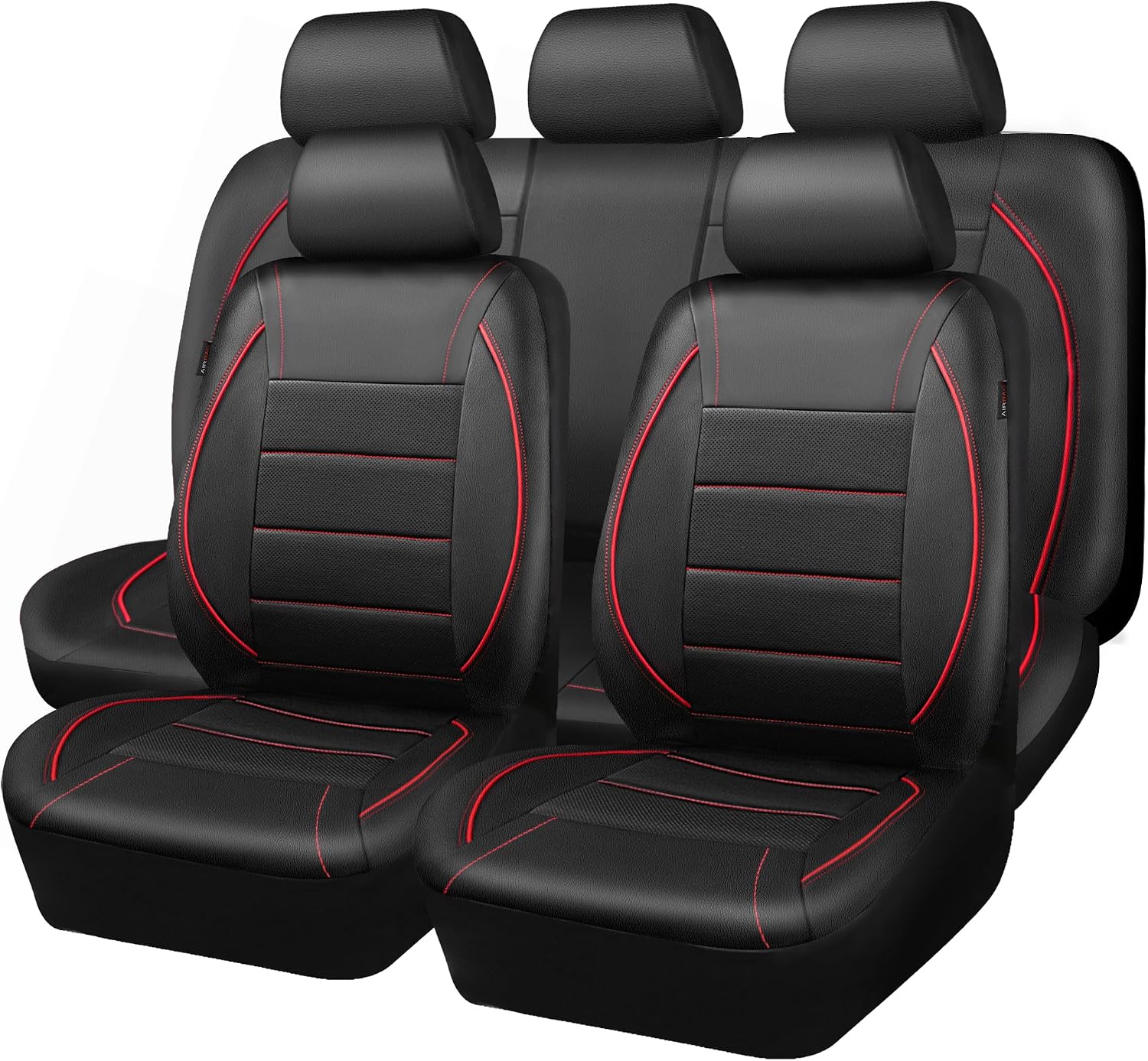 CAR PASS Universal FIT Piping Leather (Black/Red)