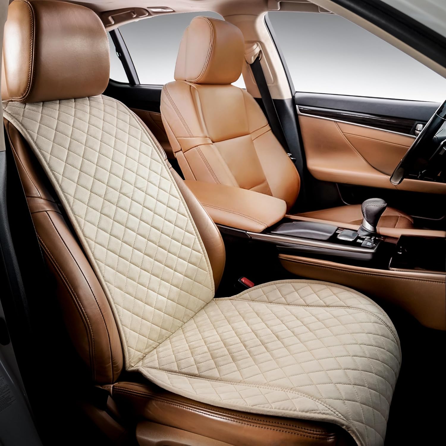 IVICY Faux Suede Car Seat Cover (Light Beige)