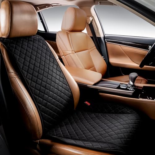 IVICY Faux Suede Car Seat Cover for Cars - Soft & Non-Slip - Front Car Seat Protector Covers for Most Automotive, Vans, SUVs, Trucks - 1 Unit - Black