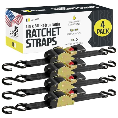DC Cargo Mall Auto Retractable Ratchet Straps (4-Pack)