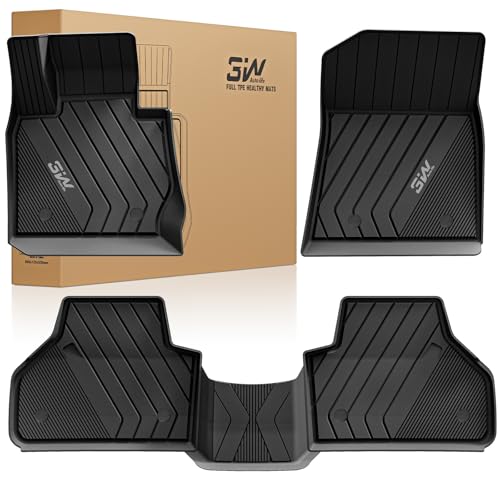 3W Floor Mats Compatible for BMW X3 F25 2011-2017 / BMW X4 2015-2018 Custom Fit TPE All Weather Floor Liner for BMW X3 / X4 1st and 2nd Row Full Set Car Mats, Black