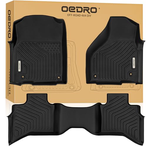 OEDRO Custom Floor Mats Fit for 2013-2018 Dodge Ram 1500 Quad Cab, 2019-2024 Dodge Ram 1500 Classic Quad Cab (NOT for New Body), All Weather Front & 2nd Seat Floor Liners