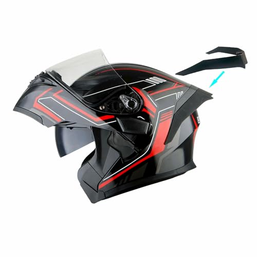 1Storm Motorcycle Modular Full Face Helmet Flip up Dual Visor Sun Shield: HB89 Arrow Red