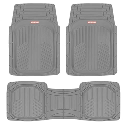 Motor Trend FlexToughXL Floor Mats for Cars Full Set, All-Weather Rubber Automotive Floor Mats, Waterproof Heavy Duty Car Mats, Flexible Floor Liners for Car Truck Van SUV, Car Floor Mats (Gray)