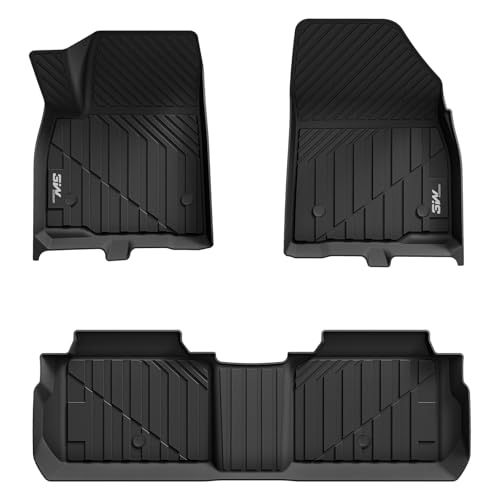 3W Cadillac XT5 Floor Mats Fit for 2016-2024 2025 Custom Fit Cadillac XT5 Accessories TPE All Weather Floor Liner for Cadillac XT5 1st and 2nd Row Full Set Car Liners Black