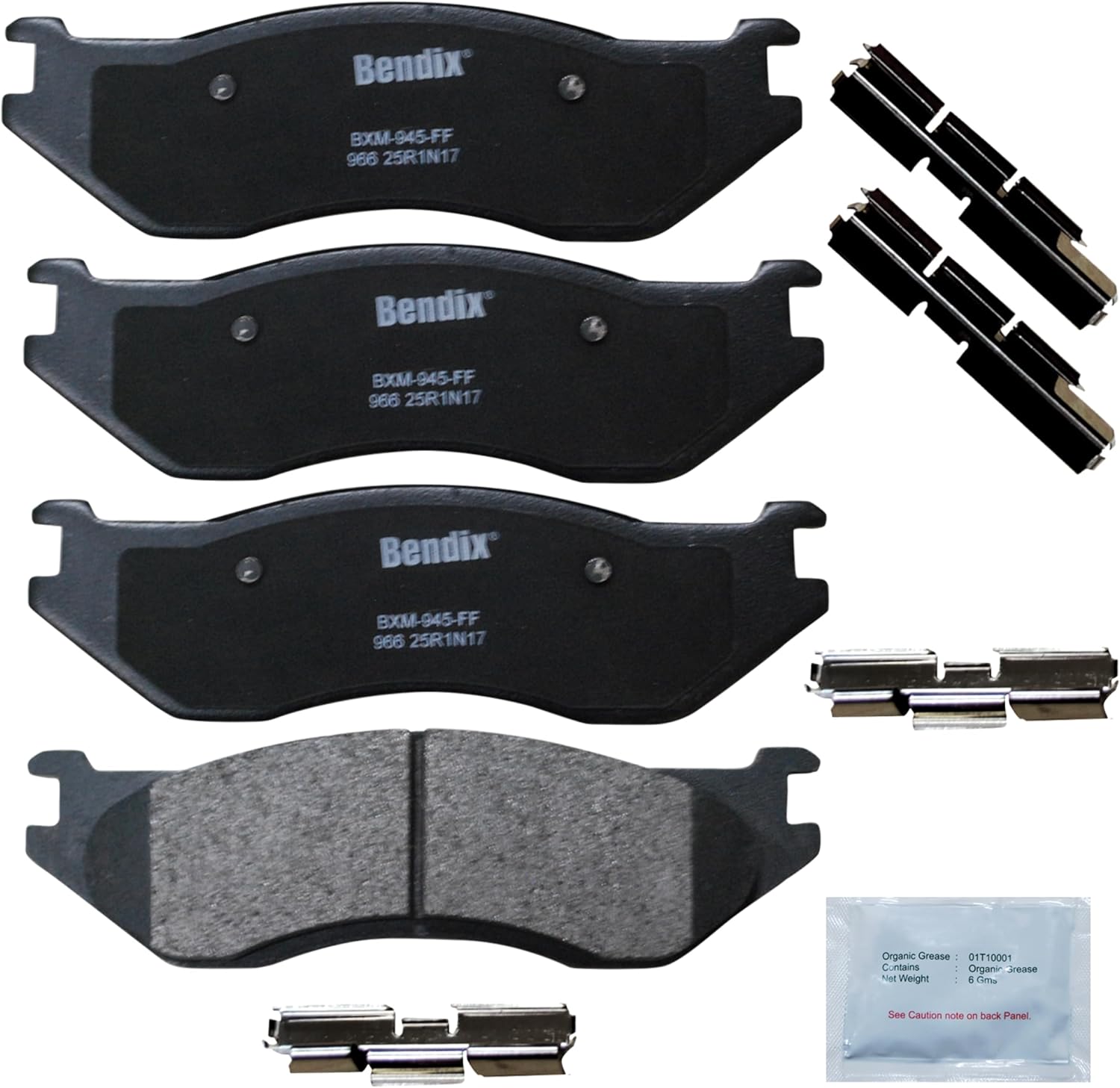 Bendix Priority1 CFM966 Semi-Metallic Front Brake Pads for Dodge Durango 2006-2003, Ram 1500 2005-2002, Ram 1500 Van 2003
