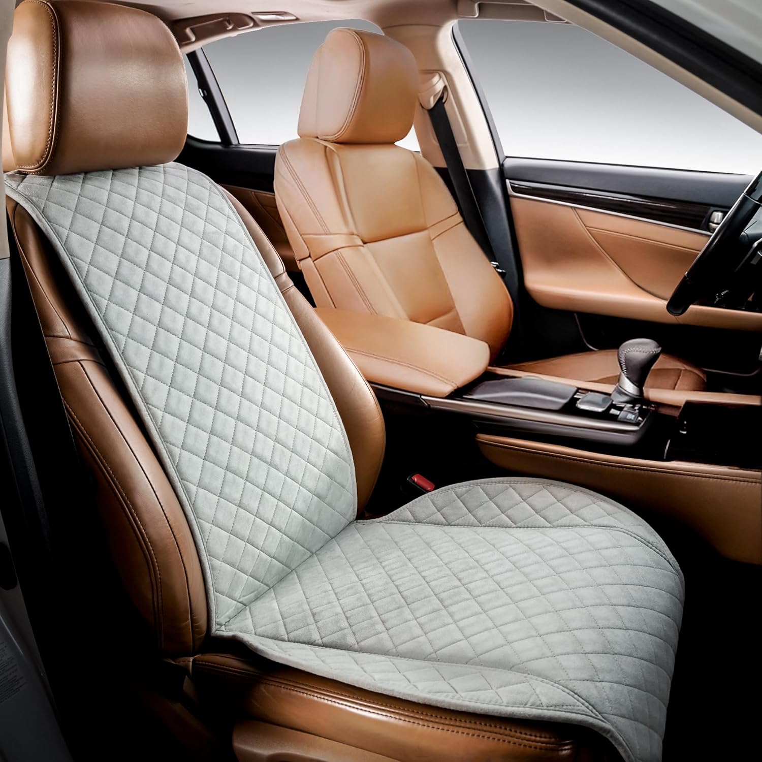 IVICY Faux Suede Car Seat Cover (Light Gray)