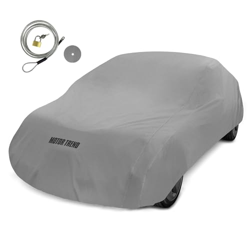 Motor Trend Breathable Lightweight Car Cover, Anti-Moisture Build-Up Water-Resistant Scratch-Resistant Travel-Friendly, Universal Fit for Cars SUVs Trucks Vans All-Weather Outdoor/Indoor, (S) 157" L
