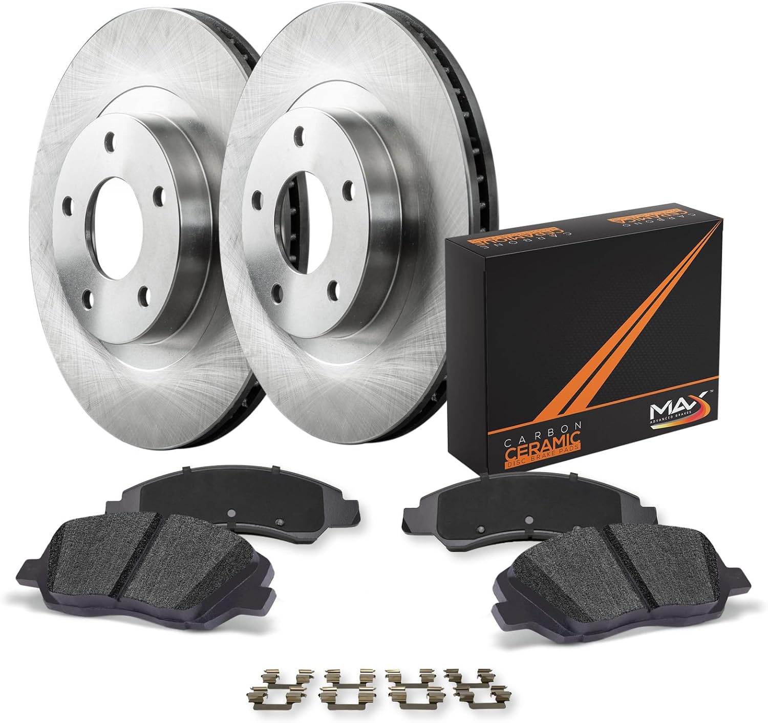 Max Advanced Brakes Front Brake Kit For 2014 2015 2016 2017-2021 Jeep Cherokee w/Dual Piston Front Caliper Replacement Premium OE Disc Brake Rotors and Ceramic Brake Pads