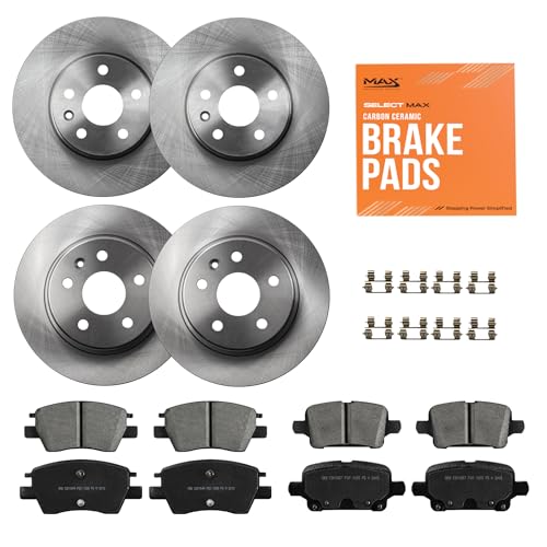 Max Advanced Brakes Front & Rear Brake Kit Compatible With 2016 2017 2018 2019 Chevy Cruze Volt Bolt EV Replacement Premium OE Disc Brake Rotors and Ceramic Brake Pads