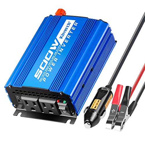 500W Car Power Inverter DC 12V to AC 110V Adapter with 2 AC Outlets and 2A USB Charging Port